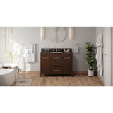 Jeffrey Alexander Katara 48" Dark Walnut Single Sink Bathroom Vanity with Blue Limestone Top - 8 in. Widespread Faucet Top
