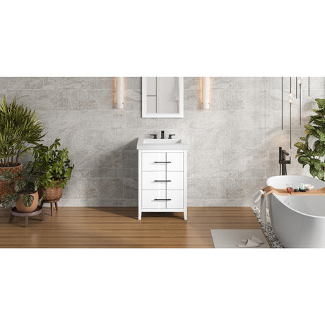 Jeffrey Alexander Katara 25" White Single Sink Bathroom Vanity with White Resin Top - 8 in. Widespread Faucet Top