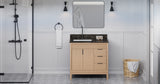 Jeffrey Alexander Theodora 36" Natural Oak Single Sink Bathroom Vanity with Blue Limestone Top - 8 in. Widespread Faucet Top product image 6