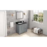 Jeffrey Alexander Cade 36" Grey Single Sink Bathroom Vanity with Black Granite Top - 8 in. Widespread Faucet Top