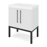 Jeffrey Alexander Tempest 30" White Single Sink Bathroom Vanity with White Resin Top - Single-Hole Faucet Top - VKTEM30WHSQRE