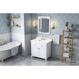 Jeffrey Alexander Chatham 36" White Single Sink Bathroom Vanity with Calacatta Vienna Quartz Top - 8 in. Widespread Faucet Top