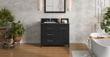 Jeffrey Alexander Katara 42" Black Single Sink Bathroom Vanity with Black Granite Top - 8 in. Widespread Faucet Top product image 6