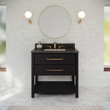 Jeffrey Alexander Kipling 37" Black Single Sink Bathroom Vanity with Blue Limestone Top - Single-Hole Faucet Top