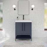 Jeffrey Alexander Tempest 30" Blue Steel Single Sink Bathroom Vanity with White Resin Top - Single-Hole Faucet Top - VKTEM30BSWDBSRE product image 2