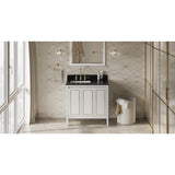 Jeffrey Alexander Percival 36" White Single Sink Bathroom Vanity with Black Granite Top - 8 in. Widespread Faucet Top