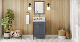 Jeffrey Alexander Theodora 24" Blue Steel Single Sink Bathroom Vanity with White Carrara Marble Top - 8 in. Widespread Faucet Top product image 7