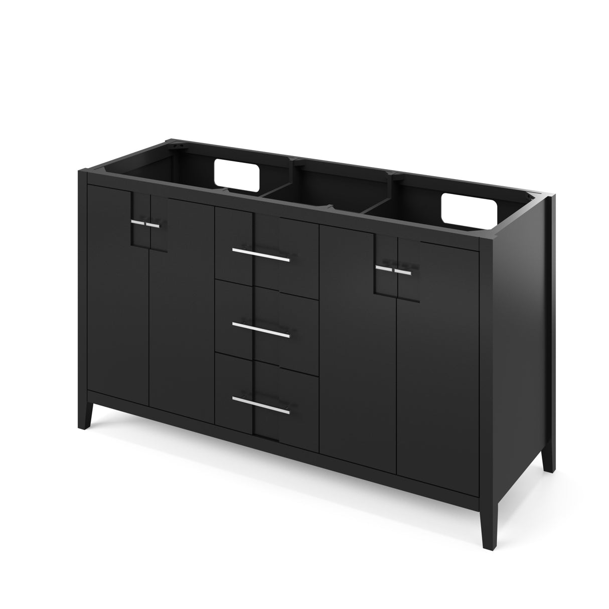 Jeffrey Alexander Katara 61" Black Double Sink Bathroom Vanity with White Resin Top - 8 in. Widespread Faucet Top product image 2