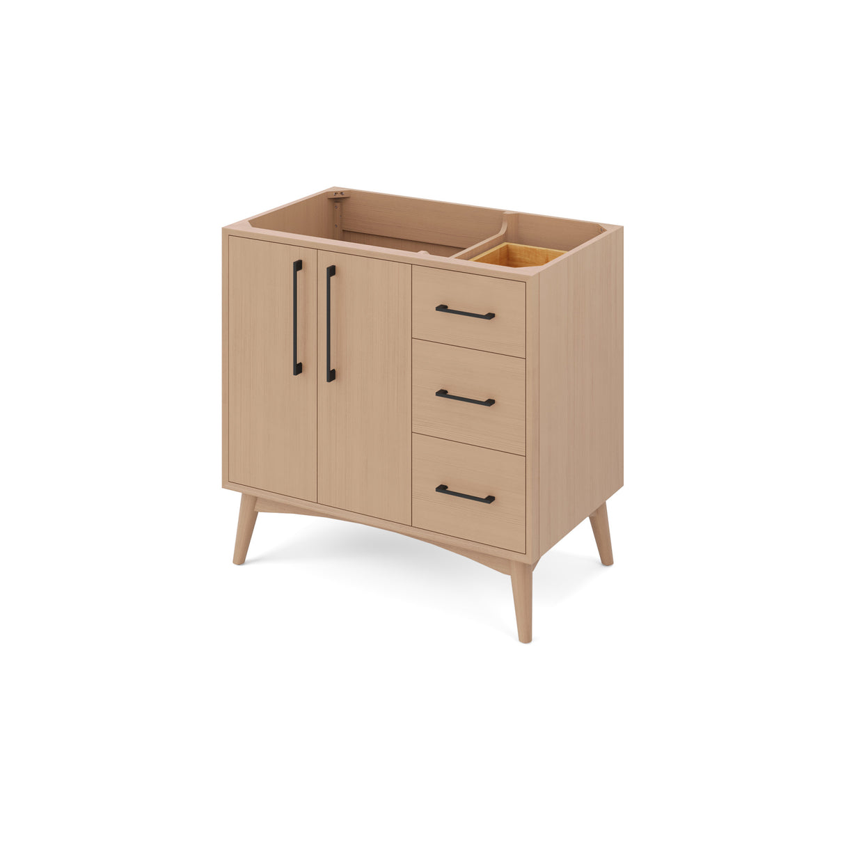 Jeffrey Alexander Dashwood Natural Oak Single Sink Bathroom Vanity with White Resin Top - 8 in. Widespread Faucet Top - VKITDAS36NORER product image 2