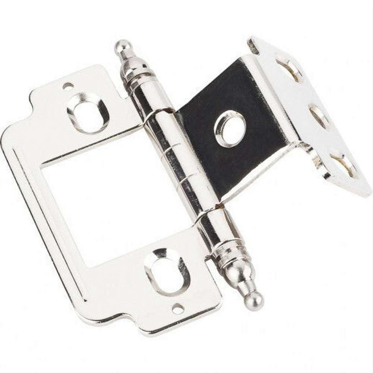 Hardware Resources 0158NI Full Inset Partial Wrap 3/4" Flush Hinge with Decorative Ball Tip Polished Nickel