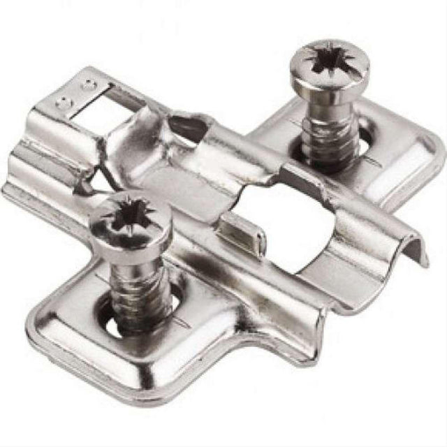 Hardware Resources 600.0119.05 2 mm Non-Cam Steel Mounting Plate with Euro Screws Polished Nickel
