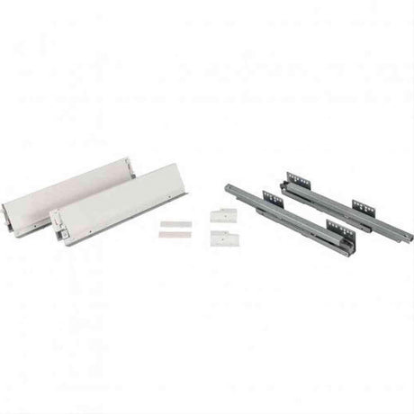 Hardware Resources MDB-086-400 86 mm Height x 400 mm Length Heavy Duty White Soft-Close Metal Drawer Box System With 10 mm Dowels
