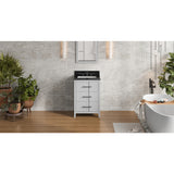 Jeffrey Alexander Katara 24" Grey Single Sink Bathroom Vanity with Black Granite Top - 8 in. Widespread Faucet Top