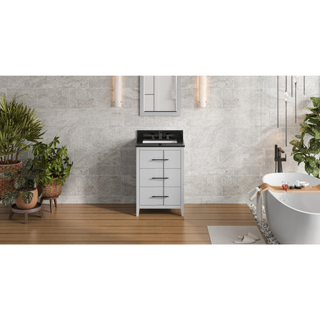 Jeffrey Alexander Katara 24" Grey Single Sink Bathroom Vanity with Black Granite Top - 8 in. Widespread Faucet Top