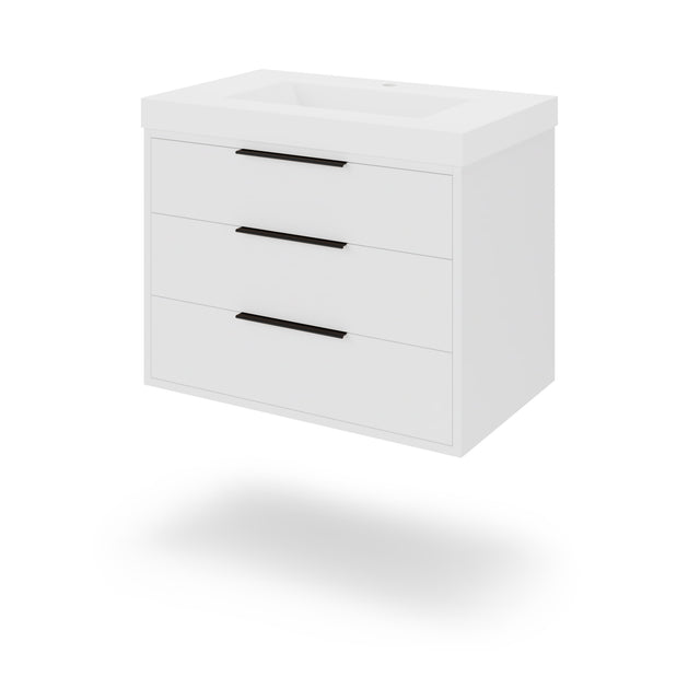 Jeffrey Alexander Gardner 31" White Single Sink Bathroom Vanity with White Resin Top - Single-Hole Faucet Top - VKGAR30WHRE