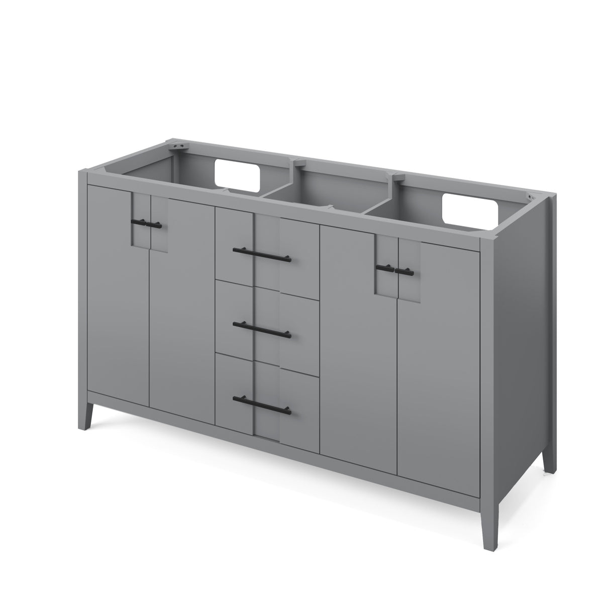 Jeffrey Alexander Katara 60" Grey Double Sink Bathroom Vanity with Calacatta Vienna Quartz Top - 8 in. Widespread Faucet Top product image 3