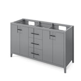 Jeffrey Alexander Katara 60" Grey Double Sink Bathroom Vanity with Black Granite Top - 8 in. Widespread Faucet Top product image 2