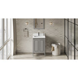 Jeffrey Alexander Percival 24" Grey Single Sink Bathroom Vanity with White Quartz Top - 8 in. Widespread Faucet Top - VKITPER24GRWQR1