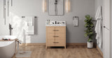 Jeffrey Alexander Katara 30" Natural Oak Single Sink Bathroom Vanity with Calacatta Vienna Quartz Top - 8 in. Widespread Faucet Top product image 6