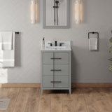 Jeffrey Alexander Katara 24" Grey Single Sink Bathroom Vanity with White Carrara Marble Top - 8 in. Widespread Faucet Top product image 2