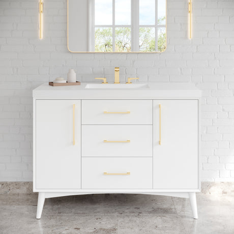 Jeffrey Alexander Dashwood White Single Sink Bathroom Vanity with White Resin Top - 8 in. Widespread Faucet Top - VKITDAS48WHRER