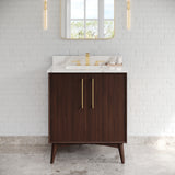 Jeffrey Alexander Dashwood Dark Walnut Single Sink Bathroom Vanity with Calacatta Vienna Quartz Top - Single-Hole Faucet Top - VKITDAS30DWCQR