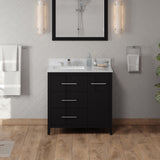Jeffrey Alexander Katara 36" Black Single Sink Bathroom Vanity with White Carrara Marble Top - 8 in. Widespread Faucet Top product image 2