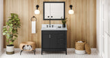 Jeffrey Alexander Theodora 36" Black Single Sink Bathroom Vanity with White Carrara Marble Top - 8 in. Widespread Faucet Top product image 7