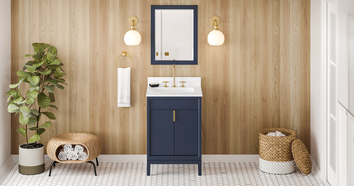 Jeffrey Alexander Theodora 24" Hale Blue Single Sink Bathroom Vanity with White Quartz Top - 8 in. Widespread Faucet Top - VKITTHE24BLWQR product image 6