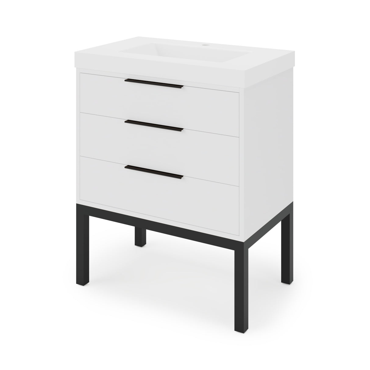 Jeffrey Alexander Gardner 31" White Single Sink Bathroom Vanity with White Resin Top - Single-Hole Faucet Top - VKGAR30WHSQRE