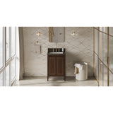 Jeffrey Alexander Percival 24" Dark Walnut Single Sink Bathroom Vanity with Blue Limestone Top - 8 in. Widespread Faucet Top