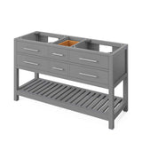 Jeffrey Alexander Wavecrest 60" Grey Double Sink Bathroom Vanity with White Carrara Marble Top