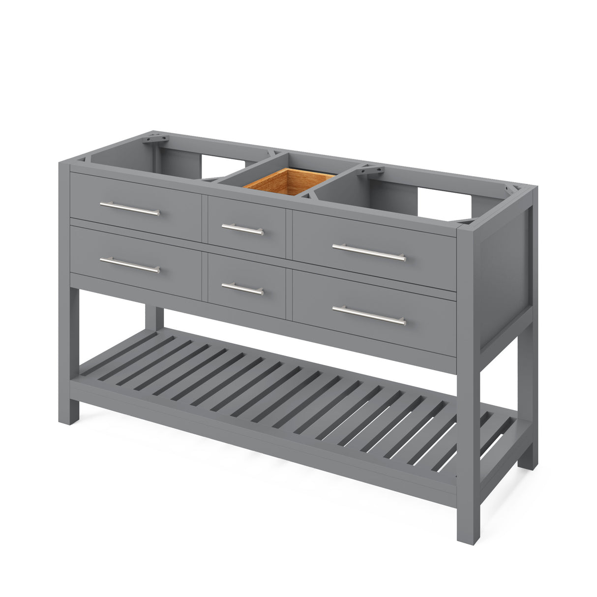 Jeffrey Alexander Wavecrest 60" Grey Double Sink Bathroom Vanity with Black Granite Top - 8 in. Widespread Faucet Top product image 3