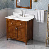 Jeffrey Alexander Chatham 36" Chocolate Single Sink Bathroom Vanity with Calacatta Vienna Quartz Top - 8 in. Widespread Faucet Top product image 2