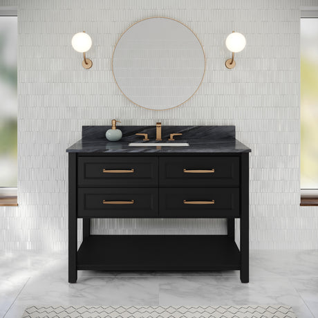 Jeffrey Alexander Kipling 49" Black Single Sink Bathroom Vanity with Grey Marble Top - Single-Hole Faucet Top