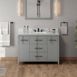 Jeffrey Alexander Katara 48" Grey Single Sink Bathroom Vanity with White Carrara Marble Top - 8 in. Widespread Faucet Top product image 2