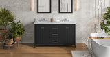 Jeffrey Alexander Katara 60" Black Double Sink Bathroom Vanity with White Carrara Marble Top - 8 in. Widespread Faucet Top product image 7