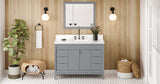 Jeffrey Alexander Theodora 48" Grey Single Sink Bathroom Vanity with Calacatta Vienna Quartz Top - 8 in. Widespread Faucet Top product image 7
