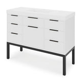 Jeffrey Alexander Gardner 49" White Single Sink Bathroom Vanity with White Resin Top - Single-Hole Faucet Top - VKGAR48WHSQRE