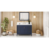 Jeffrey Alexander Theodora 48" Hale Blue Single Sink Bathroom Vanity with White Quartz Top - 8 in. Widespread Faucet Top