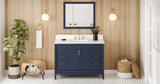 Jeffrey Alexander Theodora 48" Hale Blue Single Sink Bathroom Vanity with White Quartz Top - 8 in. Widespread Faucet Top product image 6