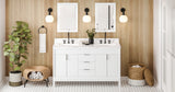 Jeffrey Alexander Theodora 60" White Double Sink Bathroom Vanity with Calacatta Vienna Quartz Top - 8 in. Widespread Faucet Top product image 7