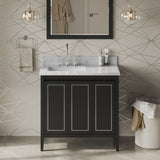 Jeffrey Alexander Percival 36" Black Single Sink Bathroom Vanity with White Carrara Marble Top - 8 in. Widespread Faucet Top product image 2