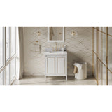Jeffrey Alexander Percival 30" White Single Sink Bathroom Vanity with White Carrara Marble Top - 8 in. Widespread Faucet Top