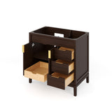 Jeffrey Alexander Theodora 36" Natural Oak Single Sink Bathroom Vanity with Black Granite Top - 8 in. Widespread Faucet Top product image 3