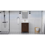Jeffrey Alexander Theodora 24" Dark Walnut Single Sink Bathroom Vanity with White Quartz Top - 8 in. Widespread Faucet Top - VKITTHE24DWWQR1
