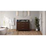 Jeffrey Alexander Katara 48" Dark Walnut Single Sink Bathroom Vanity with Grey Marble Top - 8 in. Widespread Faucet Top
