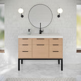 Jeffrey Alexander Gardner 49" Natural Oak Single Sink Bathroom Vanity with White Resin Top - Single-Hole Faucet Top - VKGAR48NOSQRE product image 2
