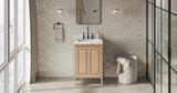 Jeffrey Alexander Percival 24" Natural Oak Single Sink Bathroom Vanity with Calacatta Vienna Quartz Top - 8 in. Widespread Faucet Top product image 6