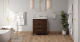 Jeffrey Alexander Katara 30" Dark Walnut Single Sink Bathroom Vanity with White Carrara Marble Top - 8 in. Widespread Faucet Top product image 6